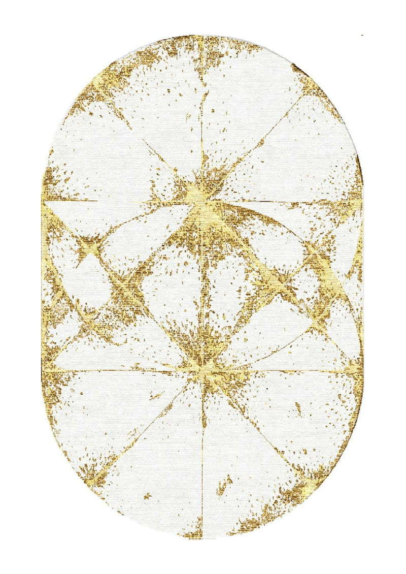 现代美式黄白色椭圆形图案地毯贴图