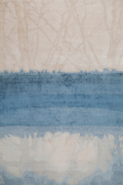 新中式蓝色山水意境图案地毯贴图