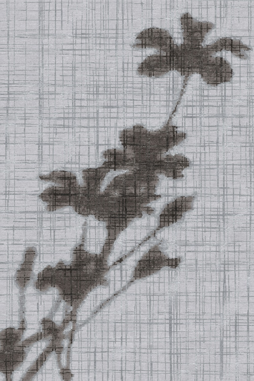新中式咖冷灰色植物图案地毯贴图