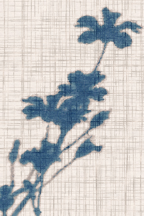 新中式深青蓝色植物图案地毯贴图