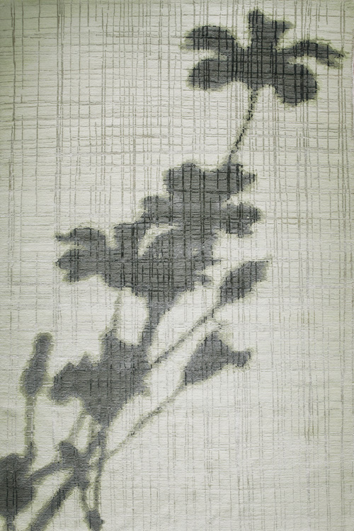 新中式绿灰色植物图案地毯贴图