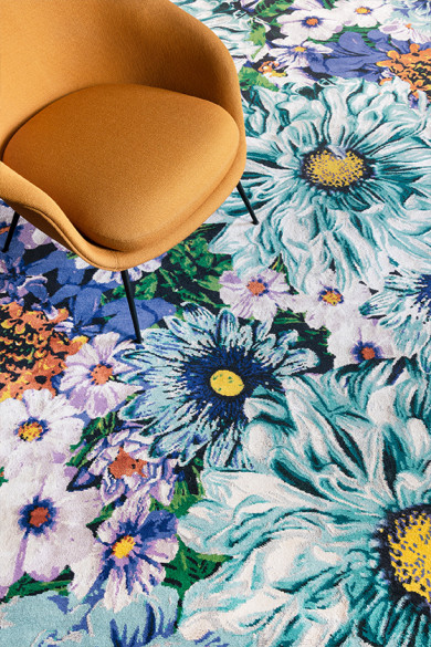 现代美式彩色植物花朵图案地毯贴图-高端定