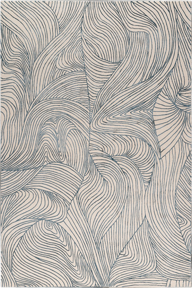 现代美式复古蓝色抽象线条图案地毯贴图
