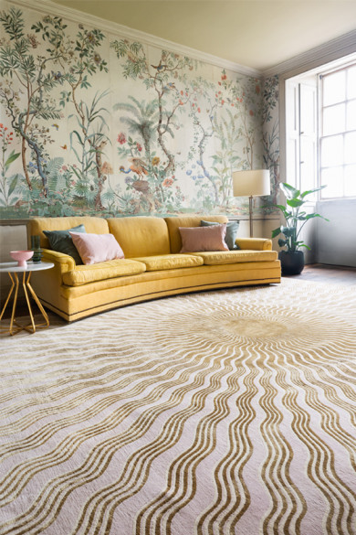 现代美式粉咖黄色抽象纹理图案地毯贴图