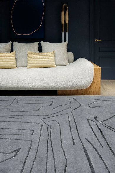 现代简约灰色抽象线条图案地毯贴图