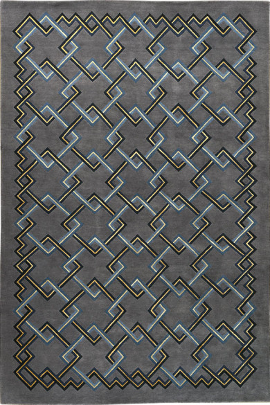 新中式深灰色几何线条图案地毯贴图