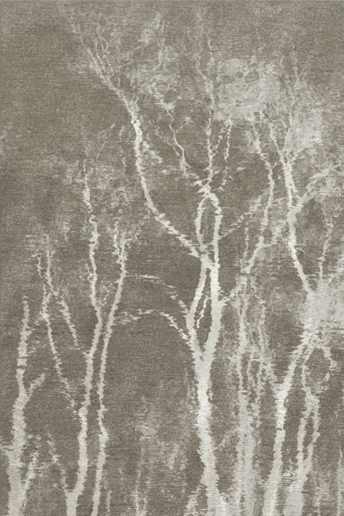 现代美式绿灰色植物树干图案地毯贴图