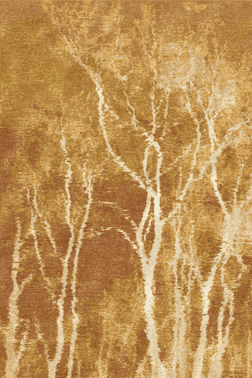 现代美式橘黄色植物树干图案地毯贴图