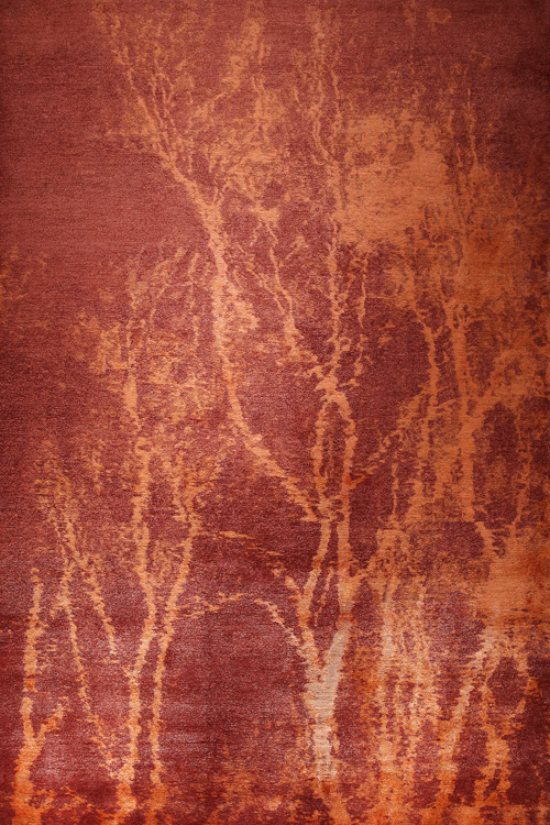 现代美式橘红色植物树干图案地毯贴图
