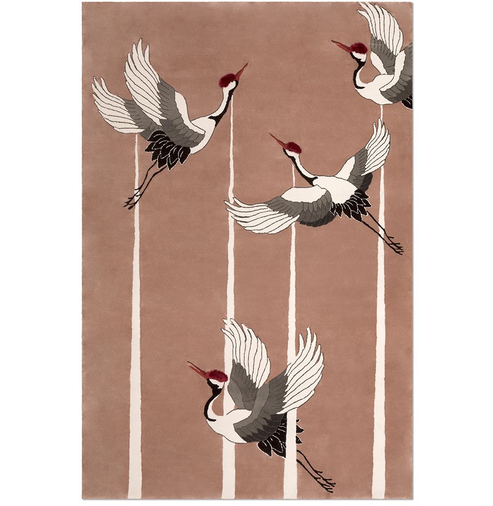 新中式丹顶鹤动物图案地毯贴图