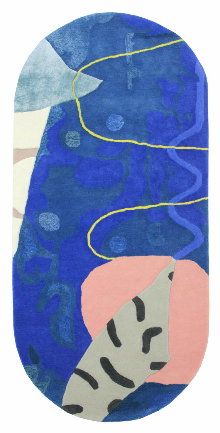现代简约蓝色简单图案儿童地毯贴图