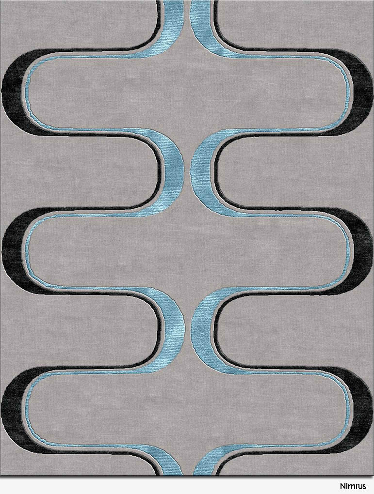 现代简约灰黑蓝色简单图案地毯贴图
