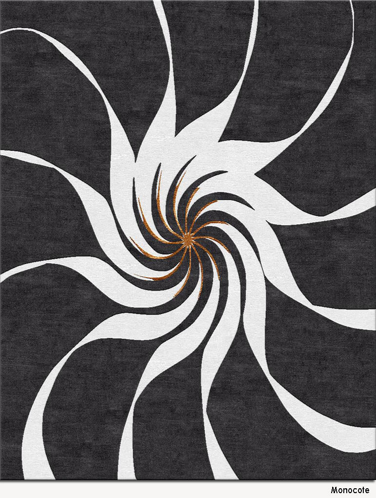 北欧风浅黑白色螺旋花纹图案地毯贴图