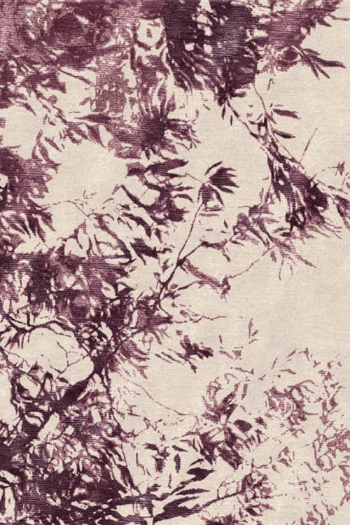 新中式藕荷色植物叶子图案地毯贴图