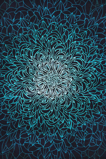 新中式青蓝色花纹理图案地毯贴图-高端定制