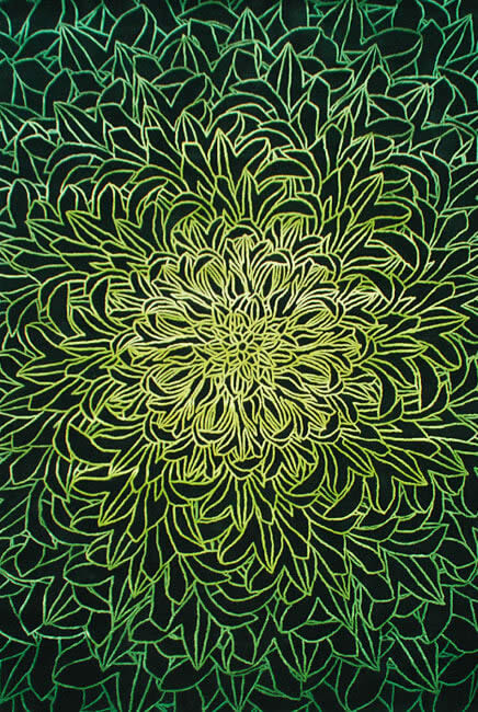 新中式黄绿色花纹理图案地毯贴图-高端定制