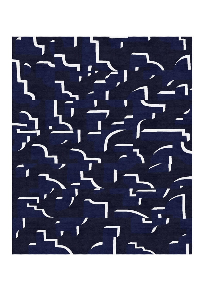 现代简约深蓝色不规则纹理图案地毯贴图