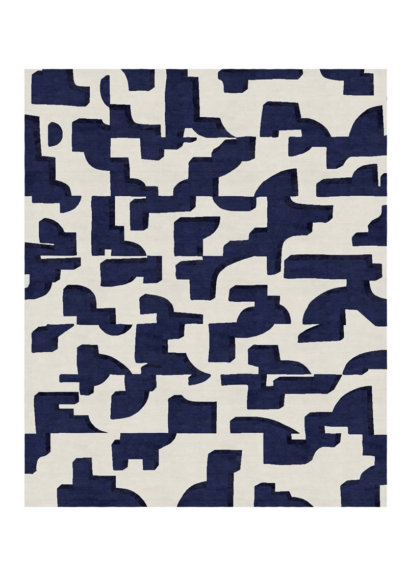 现代简约深蓝白色不规则纹理图案地毯贴图
