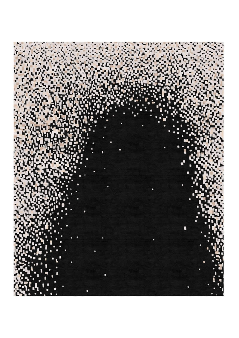 现代简约黑白不规则格子图案地毯贴图