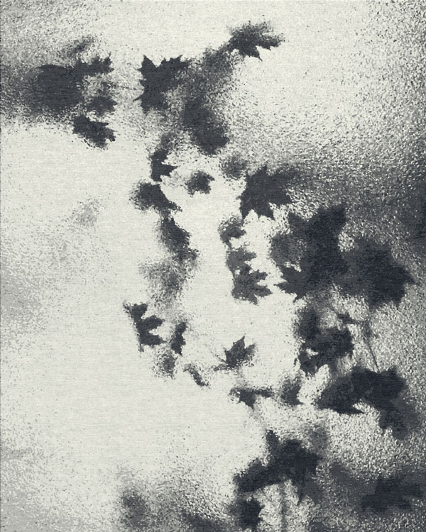 新中式墨灰色枫叶图案地毯贴图