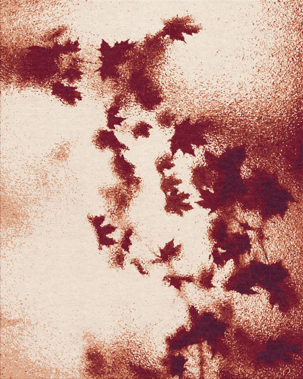新中式枫叶红枫叶图案地毯贴图