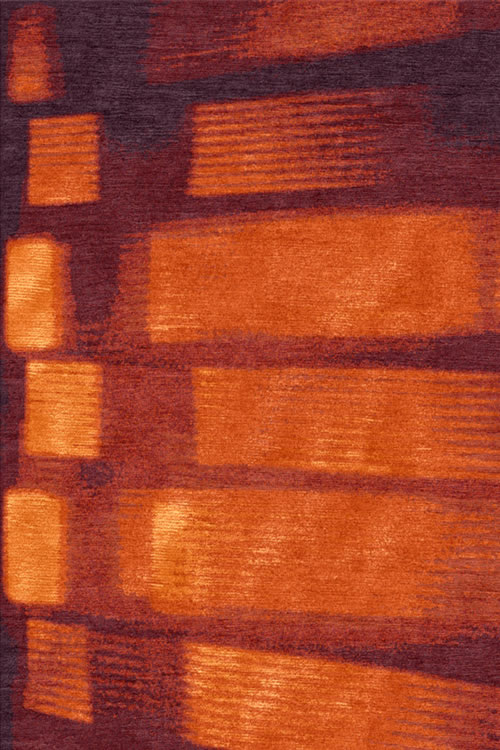 现代橘红色简单抽象图案地毯贴图