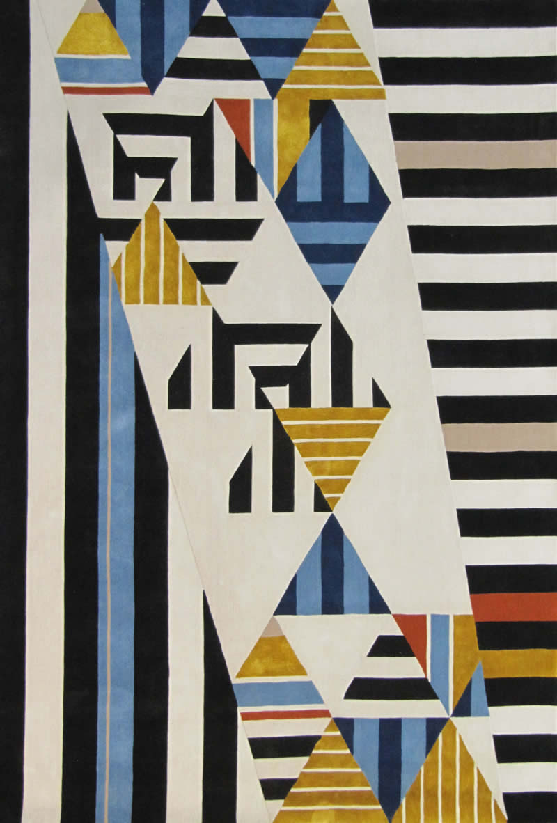 现代简约黑白抽象几何图案地毯贴图