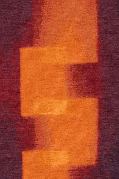 现代简约暗红橙色简单图案地毯贴图
