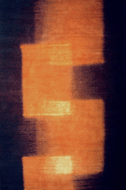 现代简约黑橙色简单几何渐变图案地毯贴图