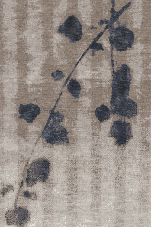 现代美式咖蓝灰色枝叶图案地毯贴图
