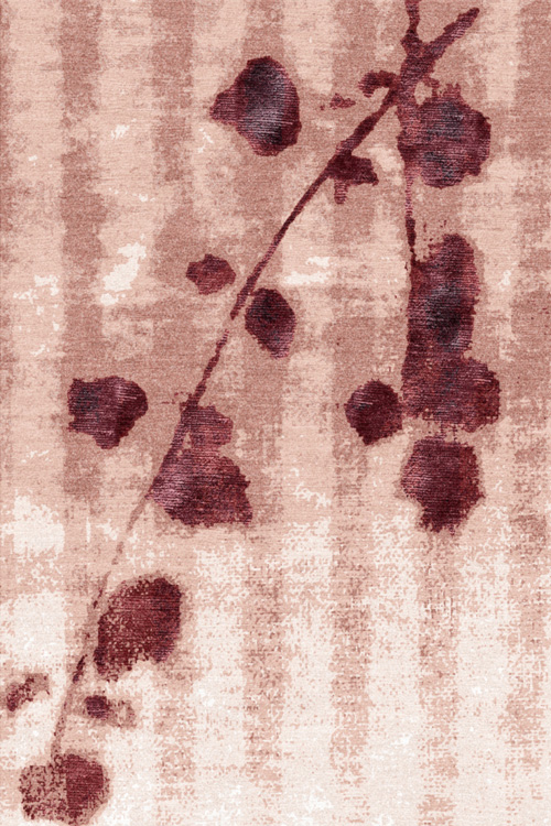 现代美式咖红色枝叶图案地毯贴图