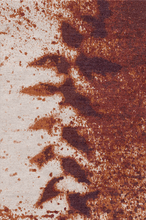 现代简约浅咖红色叶子图案地毯贴图