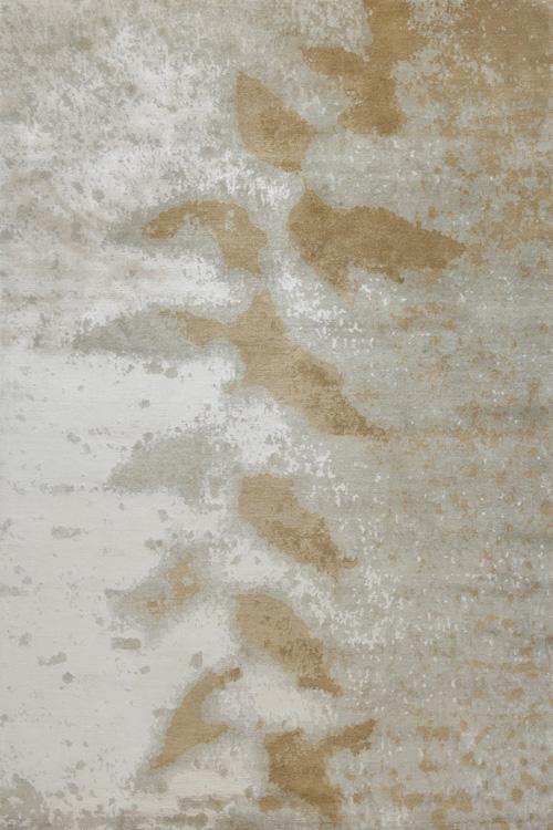 现代简约灰咖色叶子图案地毯贴图