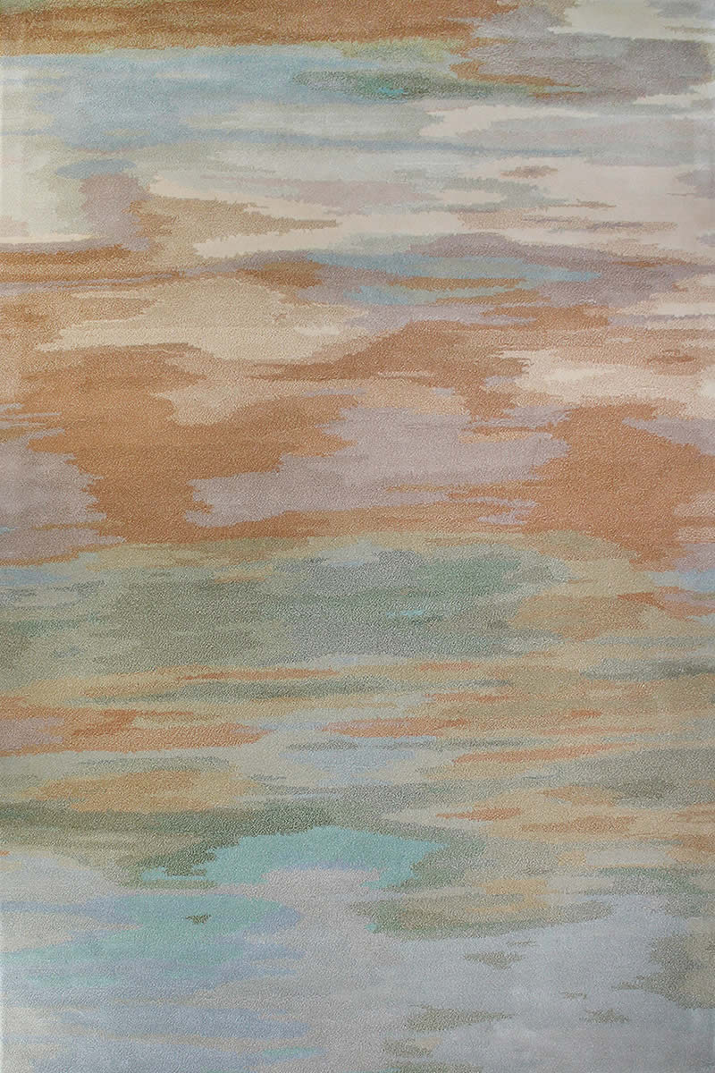 新中式橘蓝灰色抽象图案地毯贴图