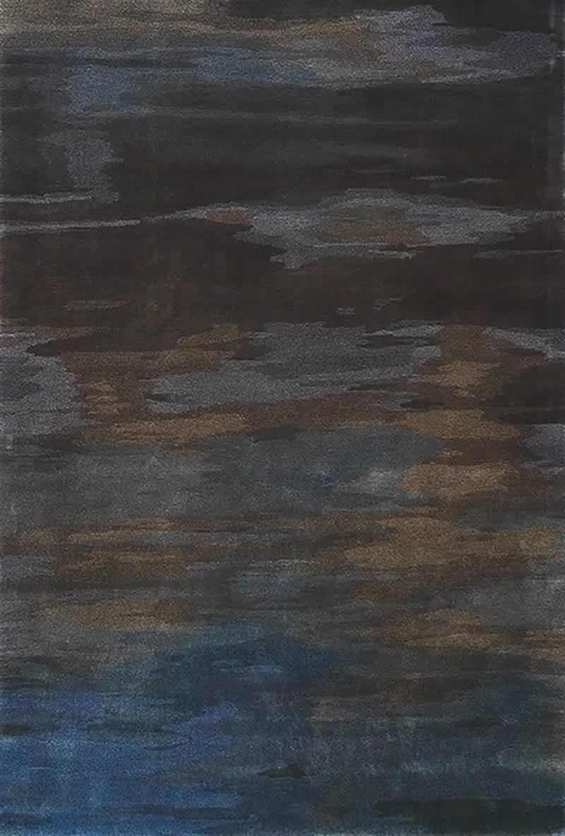 新中式深咖蓝灰色抽象图案地毯贴图