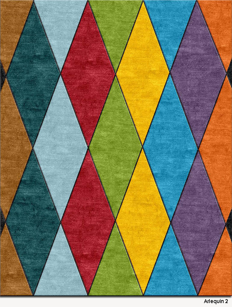 现代简约彩色几何棱形图案地毯贴图