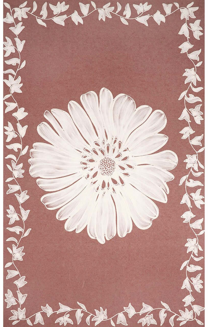 田园风浅褐色白色简约花朵图案地毯贴图