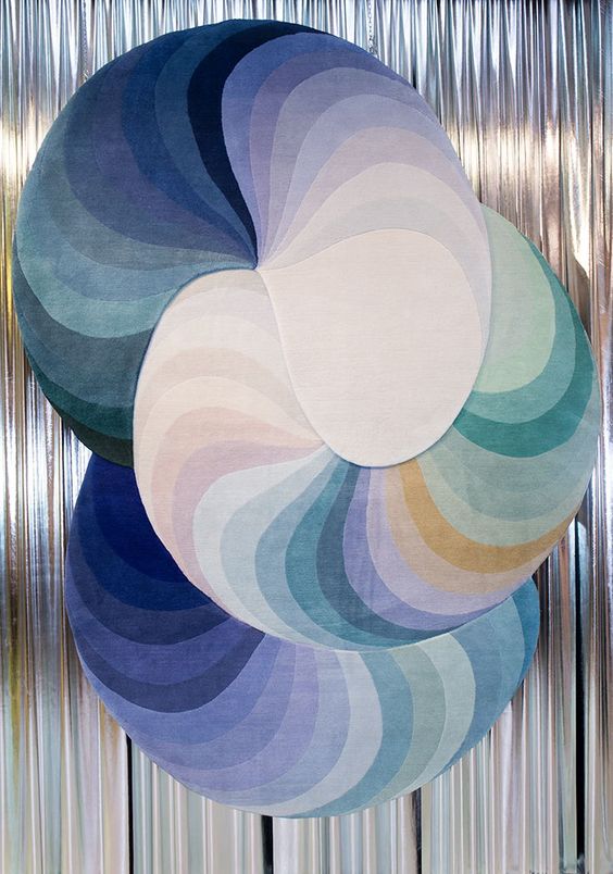 现代简约彩色圆形螺旋纹理图案地毯贴图