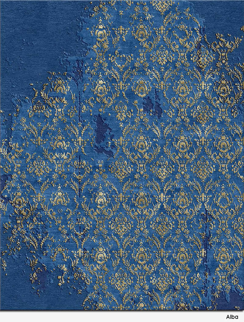 美式风格深蓝色金色花纹图案地毯贴图