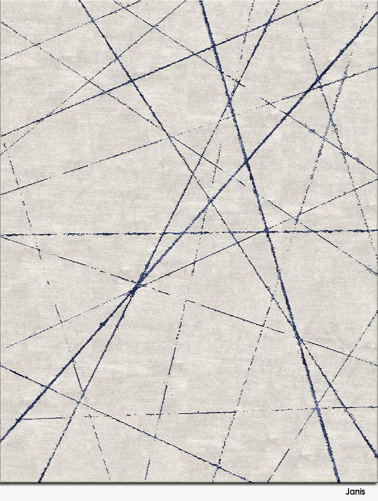 现代简约暖白蓝色线条图案地毯贴图