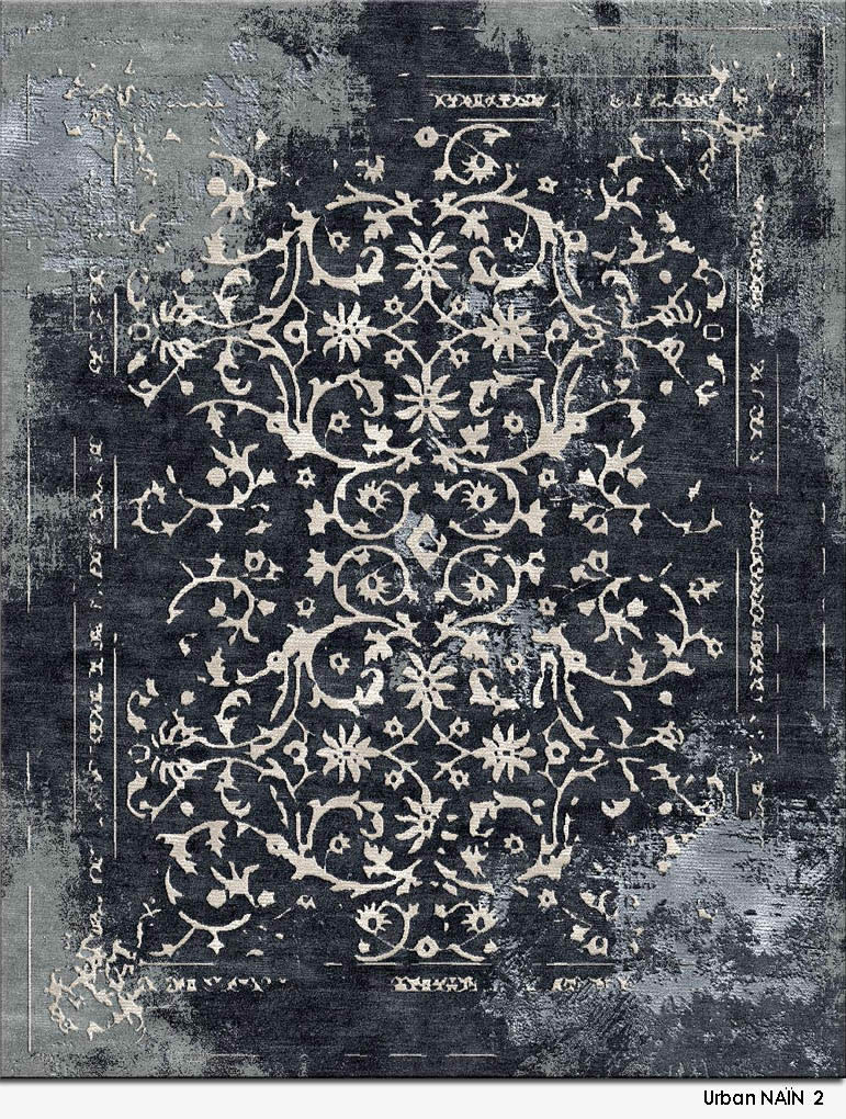 美式风格深墨灰色花纹图案地毯贴图