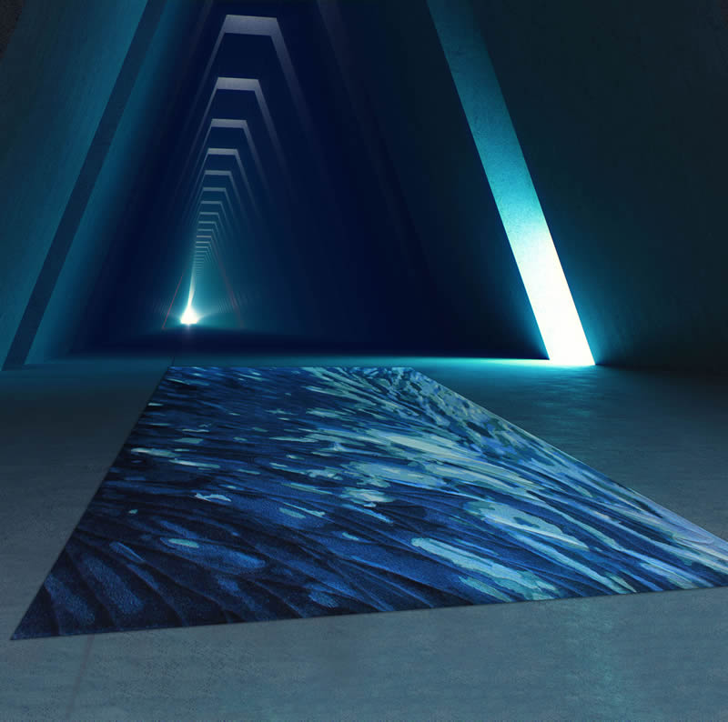 现代深浅蓝色抽象纹理图案地毯地毯贴图