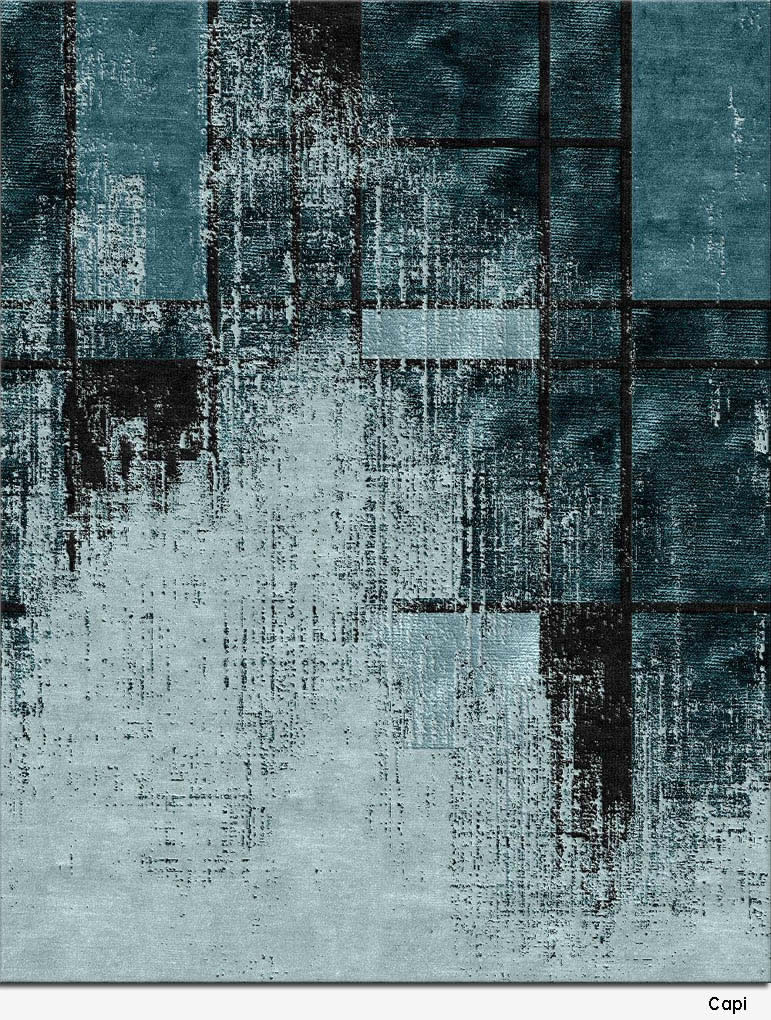 现代美式青墨色简单抽象图案地毯贴图