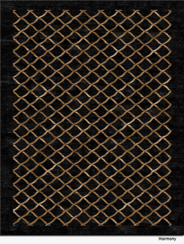 现代摩登轻奢黑金色几何线条图案地毯贴图
