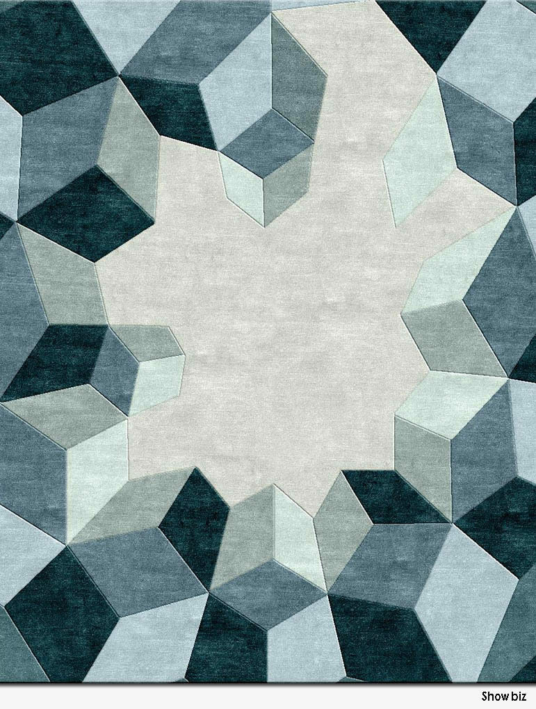 现代简约青绿色几何色块图案地毯贴图