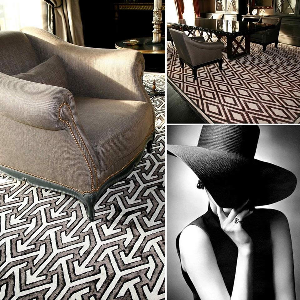现代简约黑白几何纹理图案地毯贴图