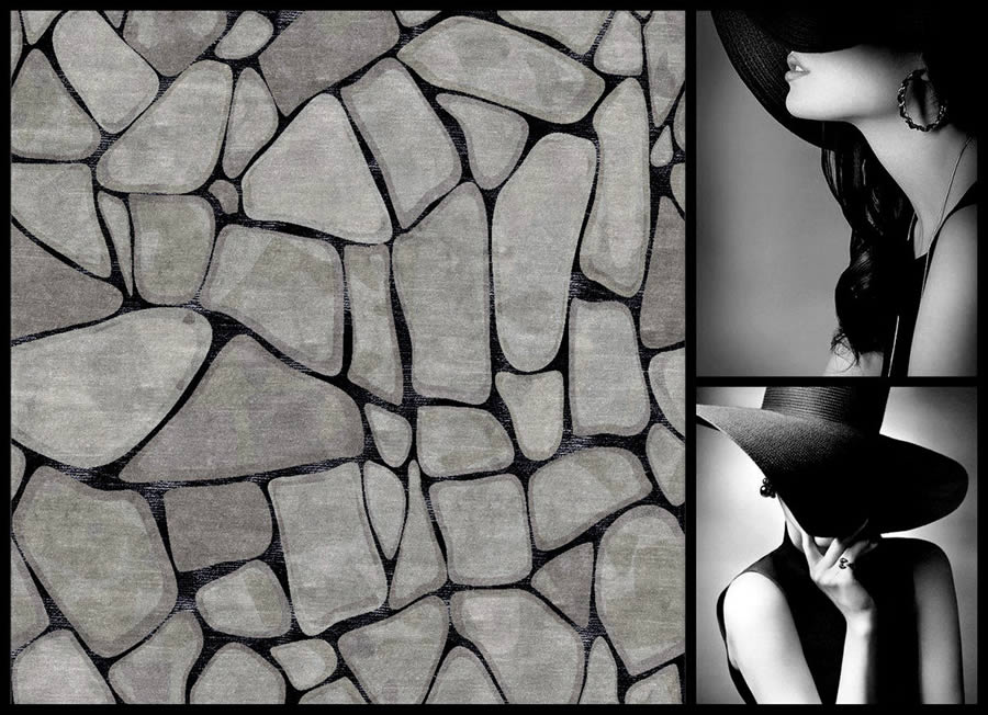 现代简约浅灰色岩石纹理图案地毯贴图