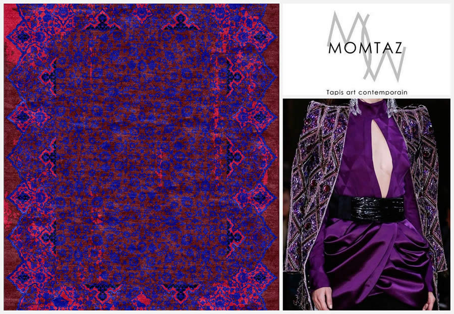 美式轻奢紫红色抽象纹理图案地毯贴图