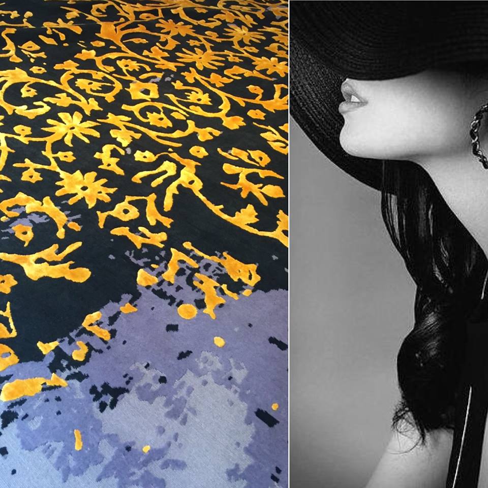 现代美式金色碎花纹理图案地毯贴图