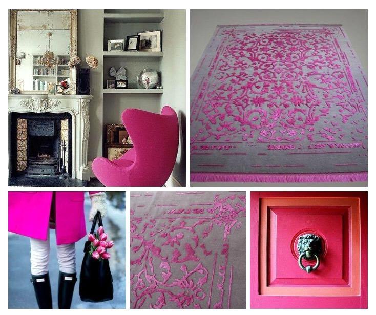 现代美式粉色碎花花纹图案地毯贴图